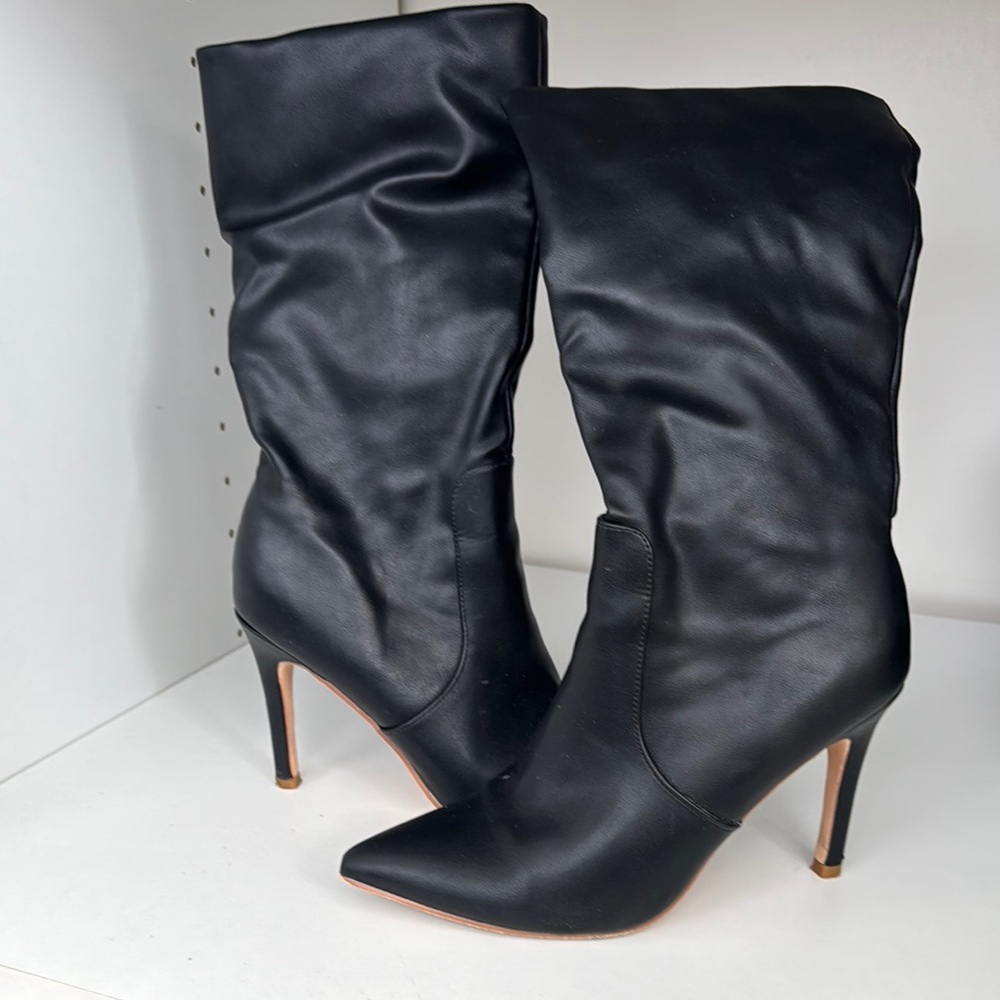 Black Stiletto Heeled Knee-High Boots